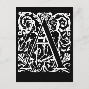 Letter A Black and White Monogram Cards