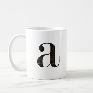 Letter a Black Red White Yellow Plaid Coffee Mug