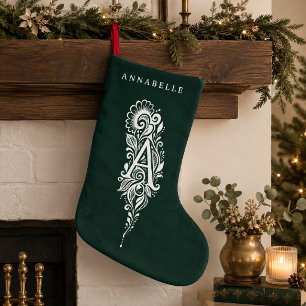 Letter A Botanical Monogram Personalised Stocking