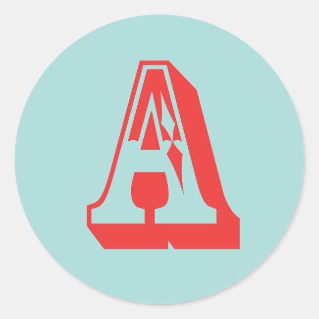 Letter A carnival style monogram initial favour Classic Round Sticker (Front)