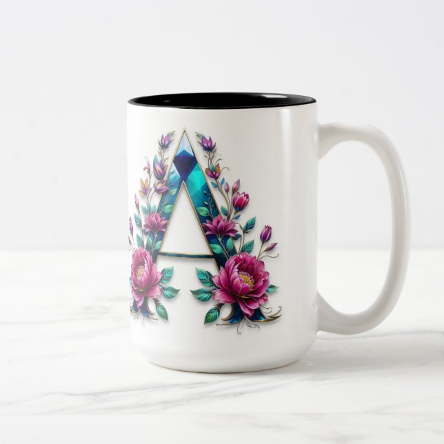 Letter A Coffee Mug – Floral Design for Gifting (Right)