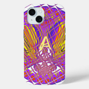 Letter A, Colourful logo text design iPhone 15 Case