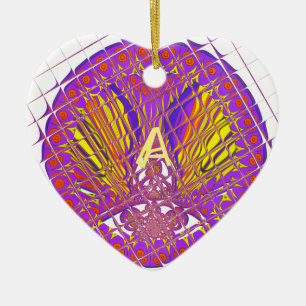 Letter A, Colourful logo text design Ceramic Tree Decoration