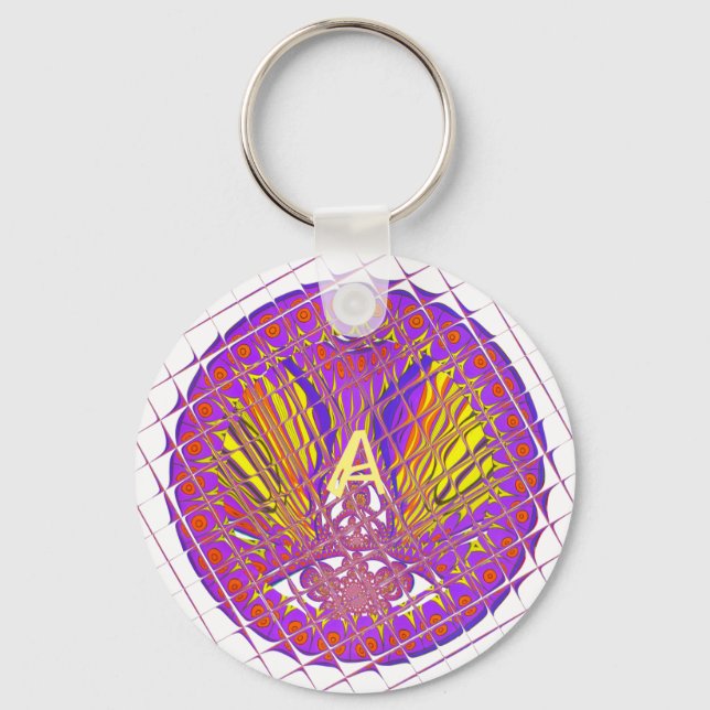 Letter A, Colourful logo text design Key Ring (Front)
