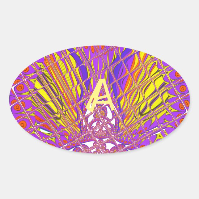 Letter A, Colourful logo text design Oval Sticker (Front)