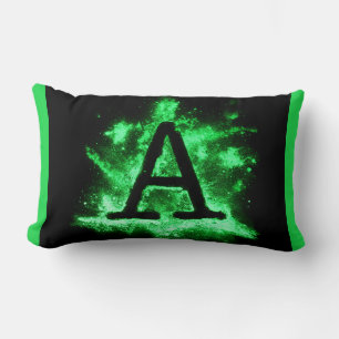 Letter A Green Capital Alphabet Lumbar Cushion