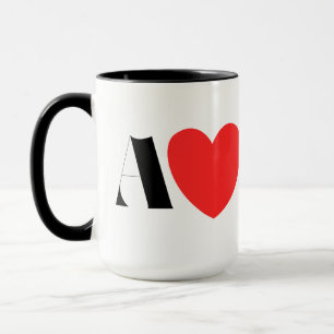 Letter A Heart - Valentine Initial Love Design Mug