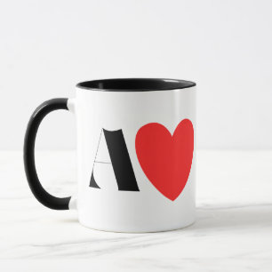 Letter A Heart - Valentine Initial Love Design Mug