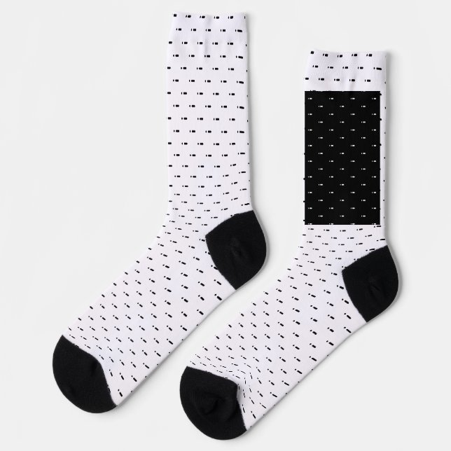 Letter A in Black Morse Code Alphabet Socks (Left)