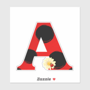 Letter A Ladybug Print with Ladybug and Flower