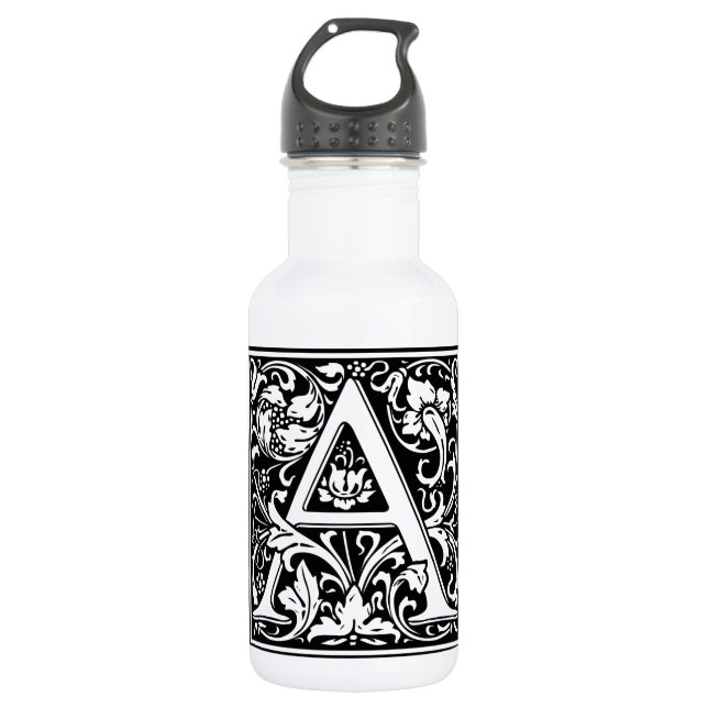 Letter A Mediaeval Monogram Art Nouveau 532 Ml Water Bottle (Front)