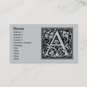 Letter A Mediaeval Monogram Art Nouveau Business Card