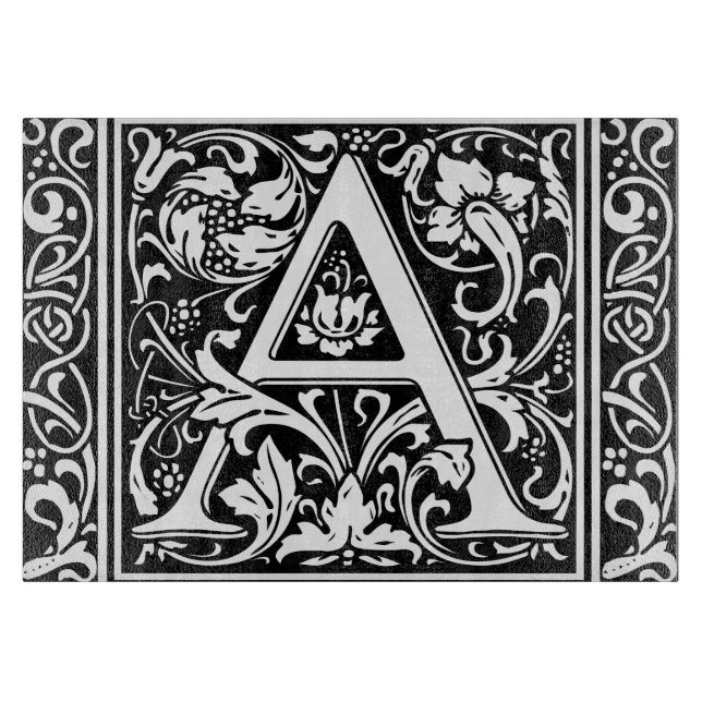 Letter A Mediaeval Monogram Art Nouveau Cutting Board (Front)