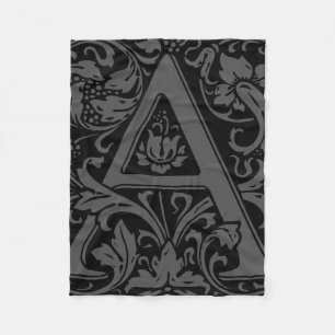 Letter A Mediaeval Monogram Art Nouveau Fleece Blanket