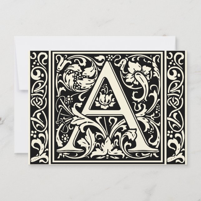 Letter A Mediaeval Monogram Art Nouveau Invitation (Front)