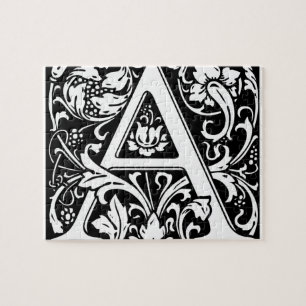 Letter A Mediaeval Monogram Art Nouveau Jigsaw Puzzle