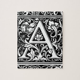 Letter A Mediaeval Monogram Art Nouveau Jigsaw Puzzle