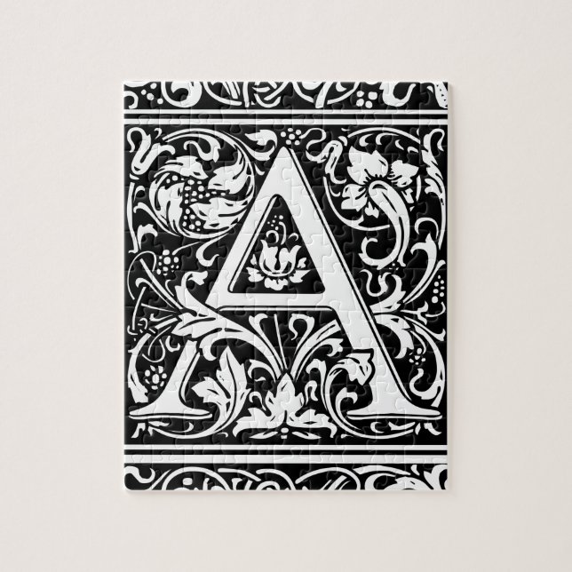 Letter A Mediaeval Monogram Art Nouveau Jigsaw Puzzle (Vertical)