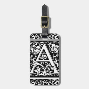 Letter A Mediaeval Monogram Art Nouveau Luggage Tag