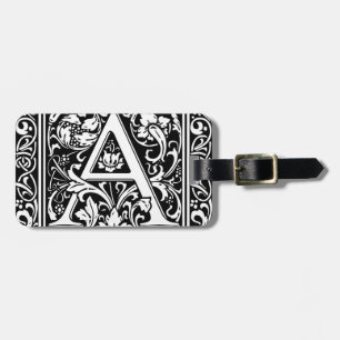Letter A Mediaeval Monogram Art Nouveau Luggage Tag