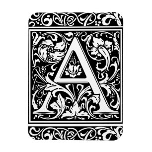 Letter A Mediaeval Monogram Art Nouveau Magnet