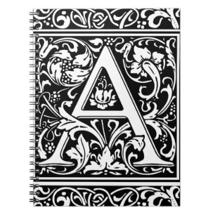 Letter A Mediaeval Monogram Art Nouveau Notebook