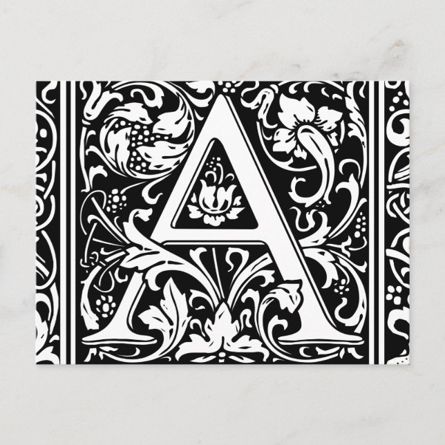 Letter A Mediaeval Monogram Art Nouveau Postcard (Front)