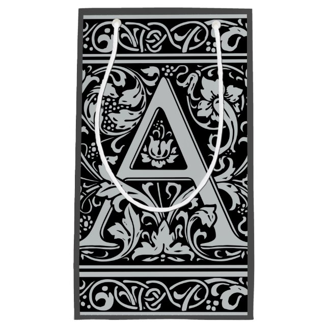 Letter A Mediaeval Monogram Art Nouveau Small Gift Bag (Front)
