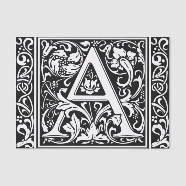 Letter A Mediaeval Monogram Art Nouveau Tissue Paper (Front)