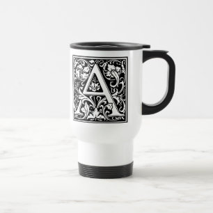 Letter A Mediaeval Monogram Art Nouveau Travel Mug