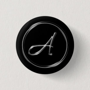 "Letter A" Monogram 3 Cm Round Badge