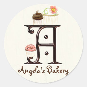 Letter A Monogram Cupcake Logo Business Stickers
