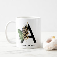 Letter A Monogram Gold Foil Tropical Personalised