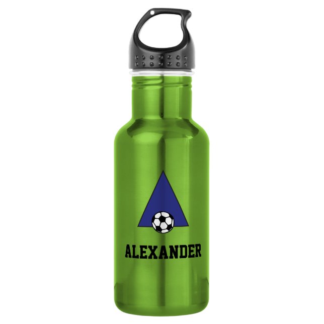 Letter A Monogram in Soccer Blue 532 Ml Water Bottle (Front)