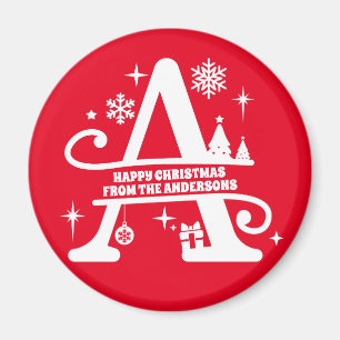 Letter A Monogram Initial Family Name Greeting  Magnet
