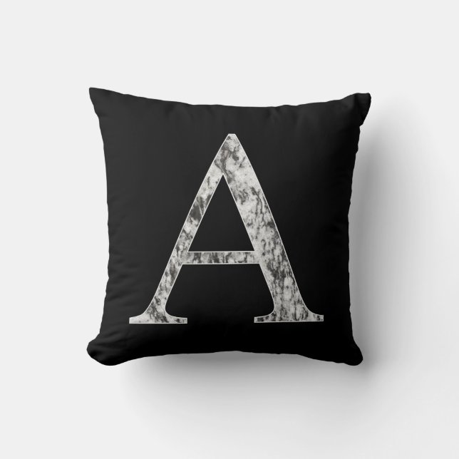 Letter A monogram initial Marble Alpha symbol Cushion (Front)