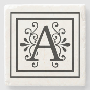 Letter A Monogram Stone Coasters