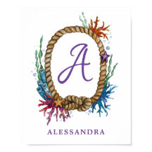 Letter A Monogram Under the Sea Poster