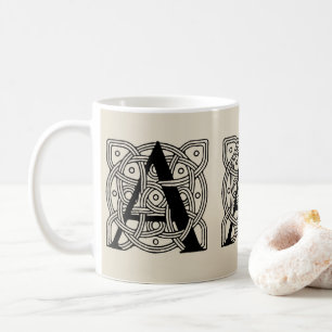 Letter A Monogram Vintage Celtic Knot Print Coffee Mug
