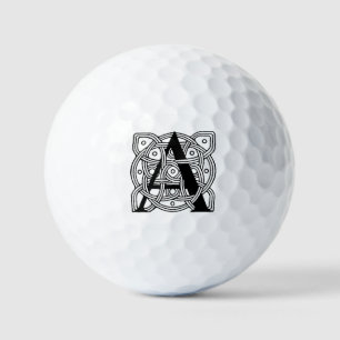 Letter A Monogram Vintage Celtic Knot Print Golf Balls