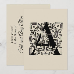 Letter A Monogram Vintage Celtic Knot Print Invitation