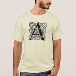 Letter A Monogram Vintage Celtic Knot Print T-Shirt