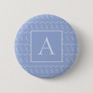 Letter A - Name Monogram Initial, Blue 6 Cm Round Badge