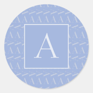 Letter A - Name Monogram Initial, Blue Classic Round Sticker