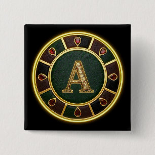 Letter A, Ornate Monogram Medallion 15 Cm Square Badge
