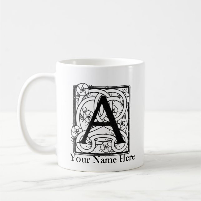 Letter A Personalised Monogram Mug (Left)