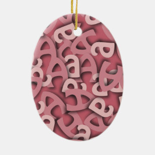 Letter A Pink Ceramic Ornament