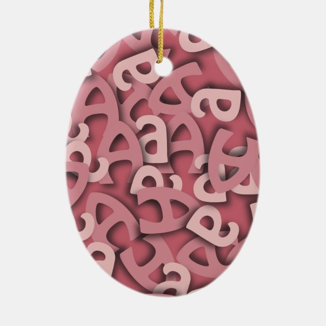 Letter A Pink Ceramic Ornament (Back)