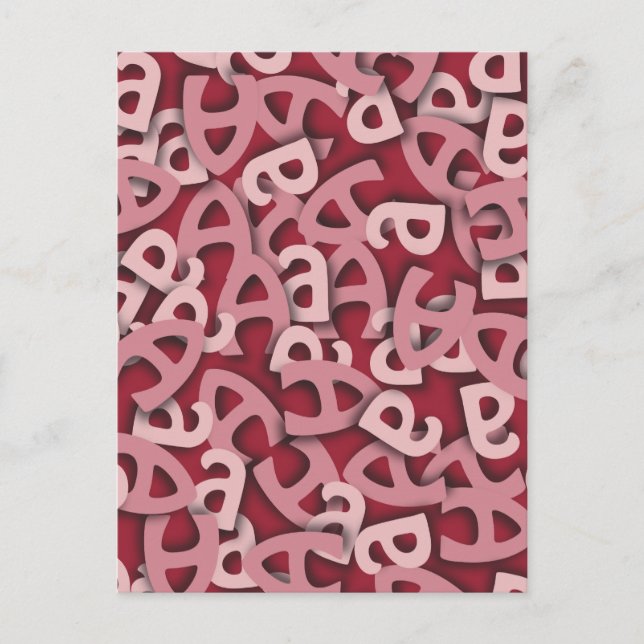 Letter A Pink Postcard (Front)