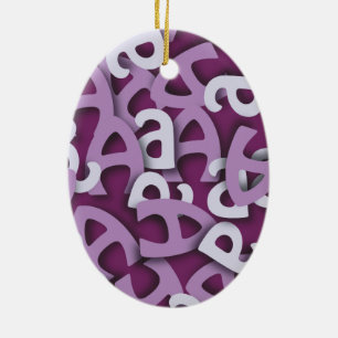 Letter A Purple Ceramic Ornament
